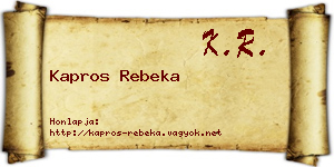 Kapros Rebeka névjegykártya